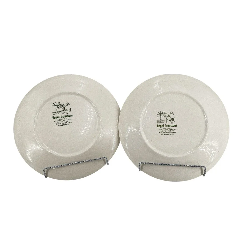 Vintage Royal China Star‎ Glow Dinner Plates Mid Century Modern Atomic Set of 2